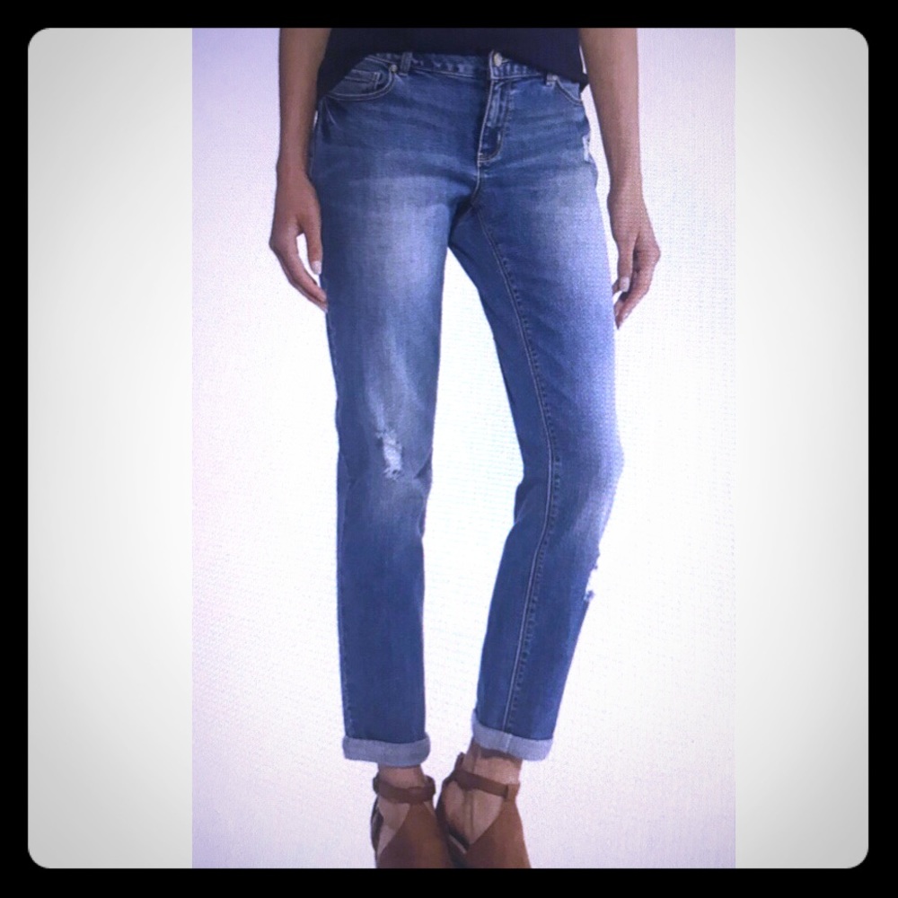 CATO relaxed distressed girlfriend ankle jeans